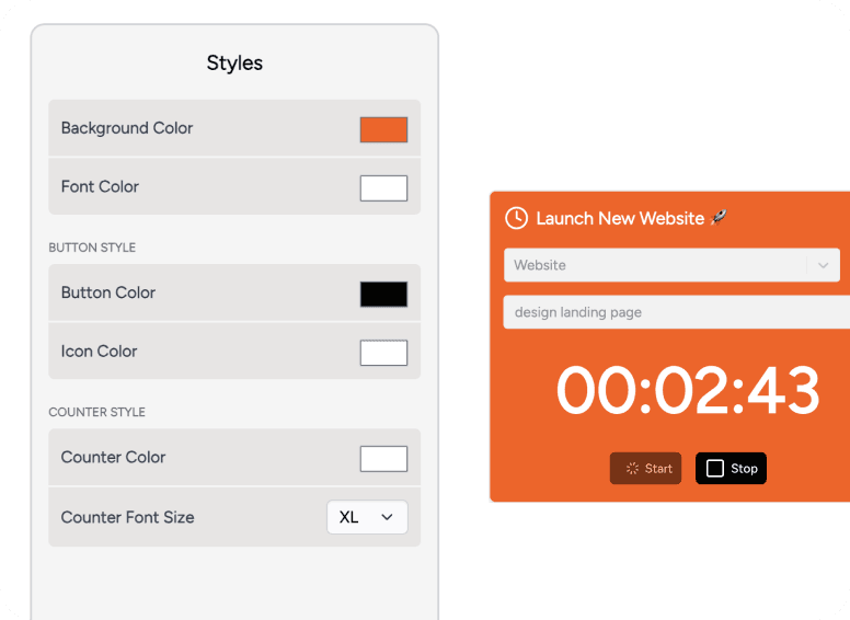 design time tracker widget