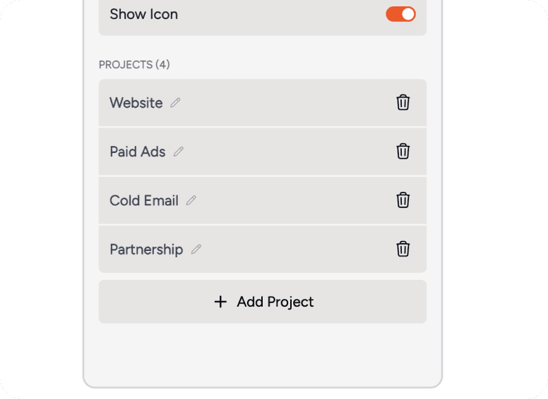 Setup projects design time tracker widget